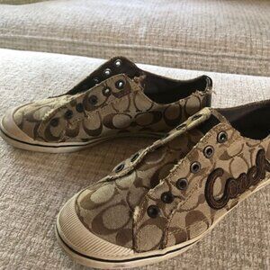 COACH Keeley Brown Signature Slip On Sneakers  - Size 7.5